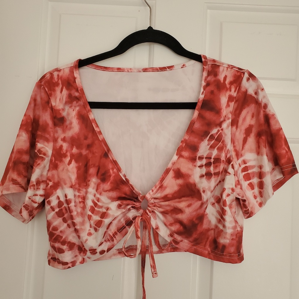 3for$25 Shein Curve 1XL crop top tie dye top blouse shirt - Picture 1 of 7
